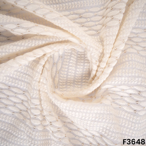 Dyeable Thread Sequins Embroidered Georgette Fabric-F3648